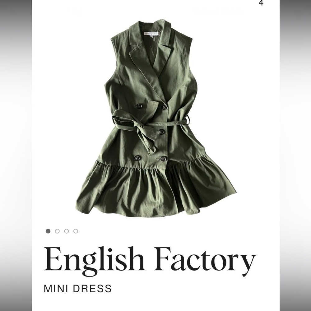 Super cute and fun English factory dress in olive green